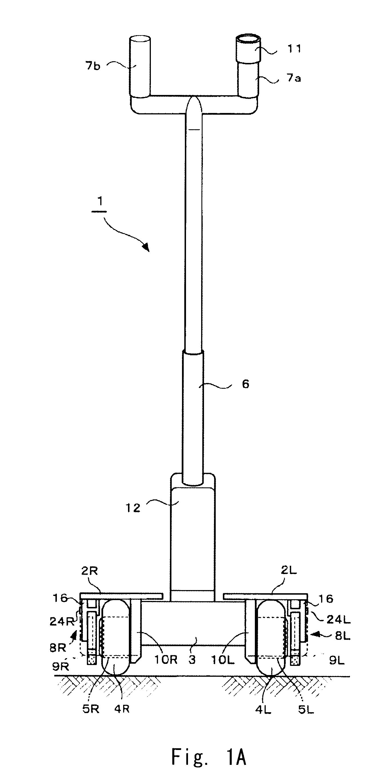 Vehicle with two parallel wheels