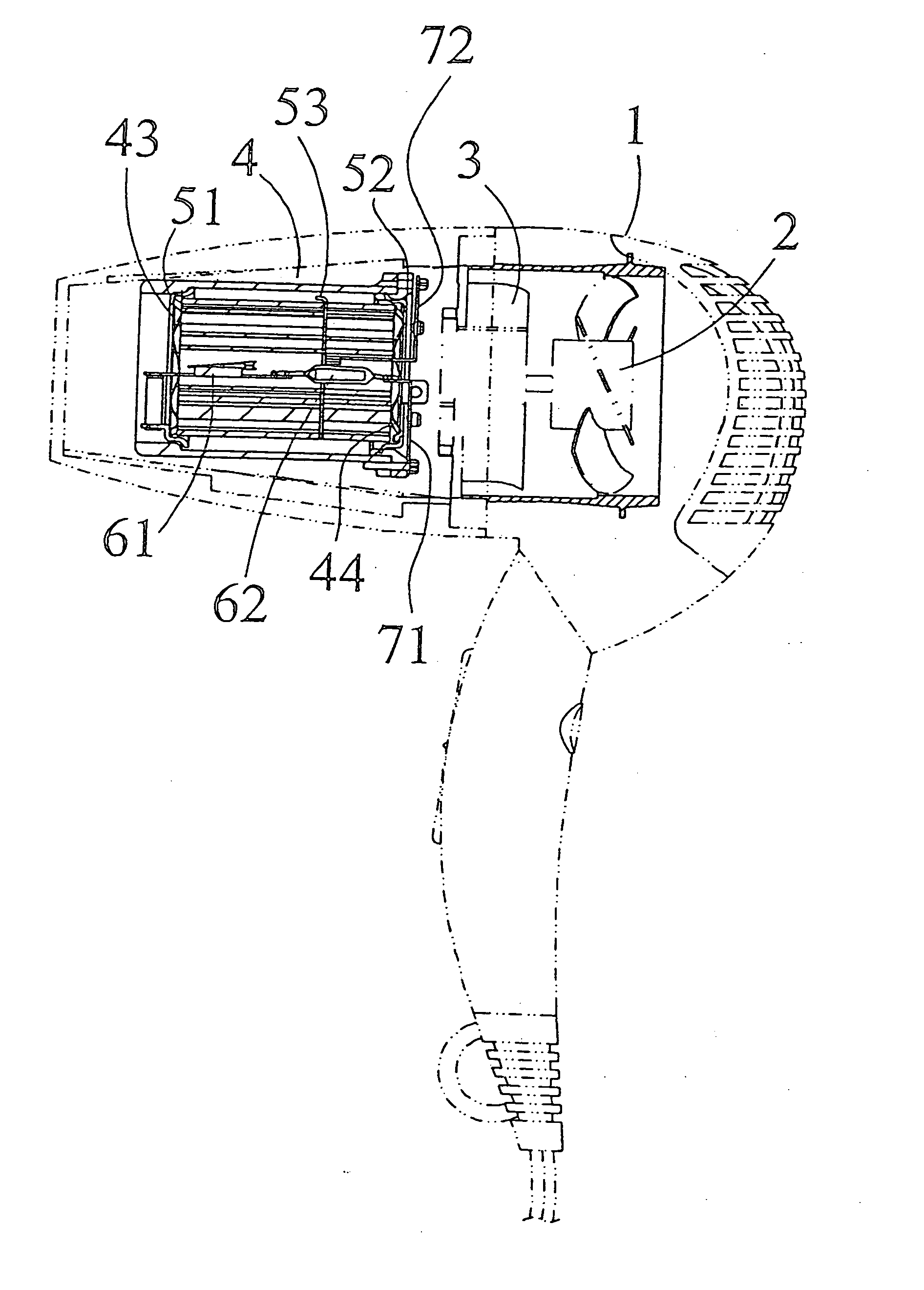 Heat generating mechanism for hair dryer