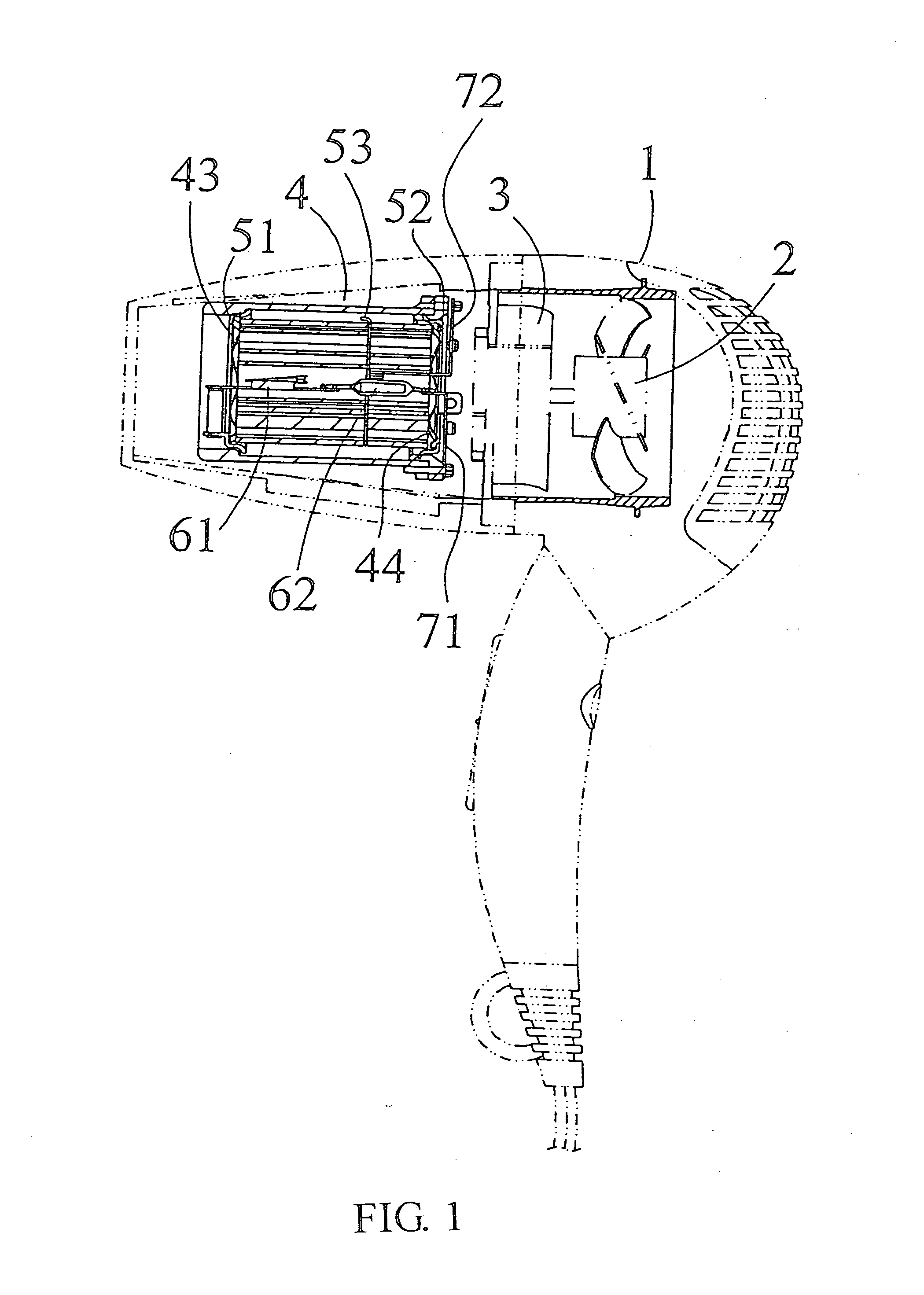 Heat generating mechanism for hair dryer