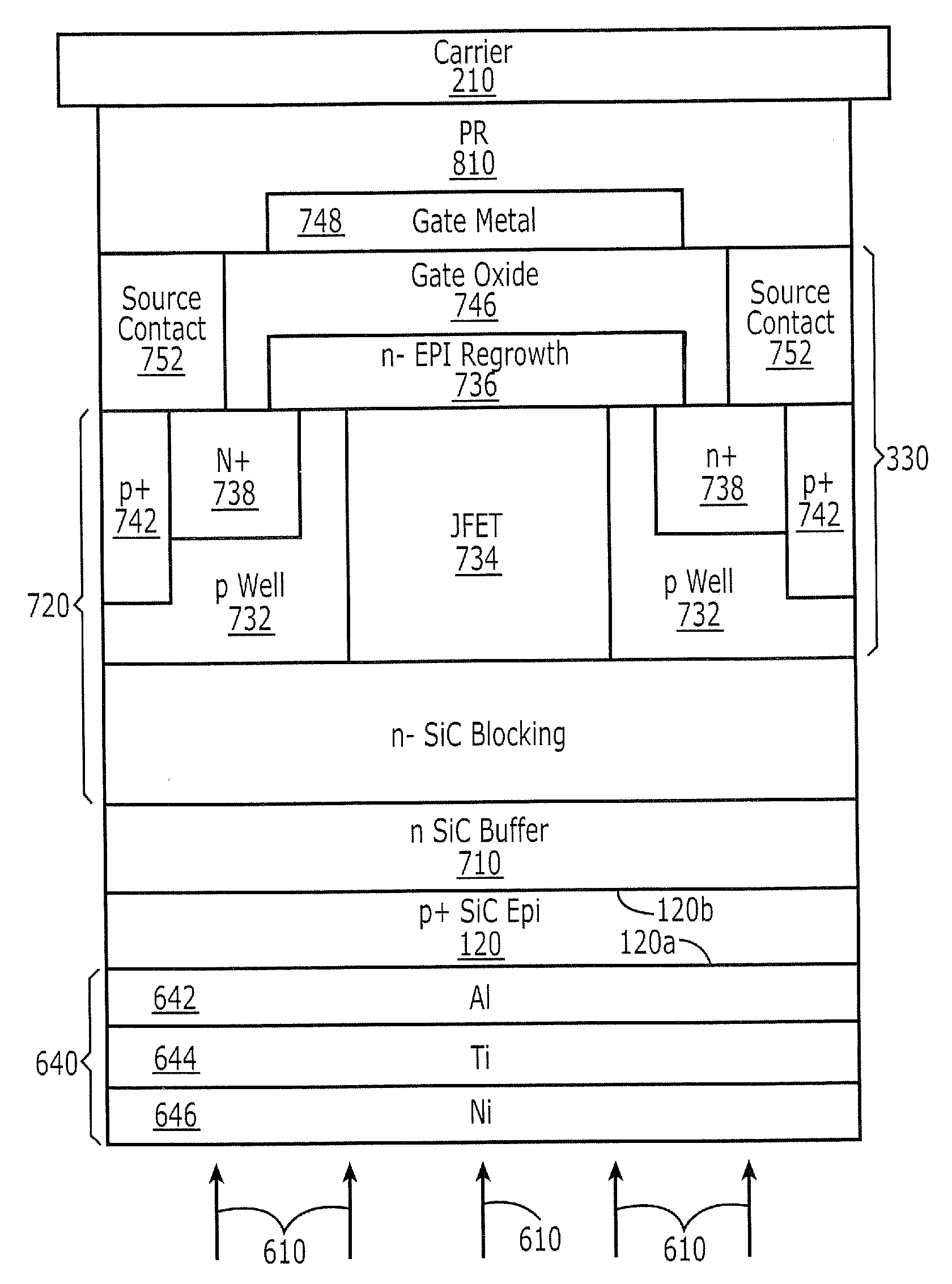 Methods of fabricating silicon carbide power devices by at least partially removing an n-type silicon carbide substrate, and silicon carbide power devices so fabricated