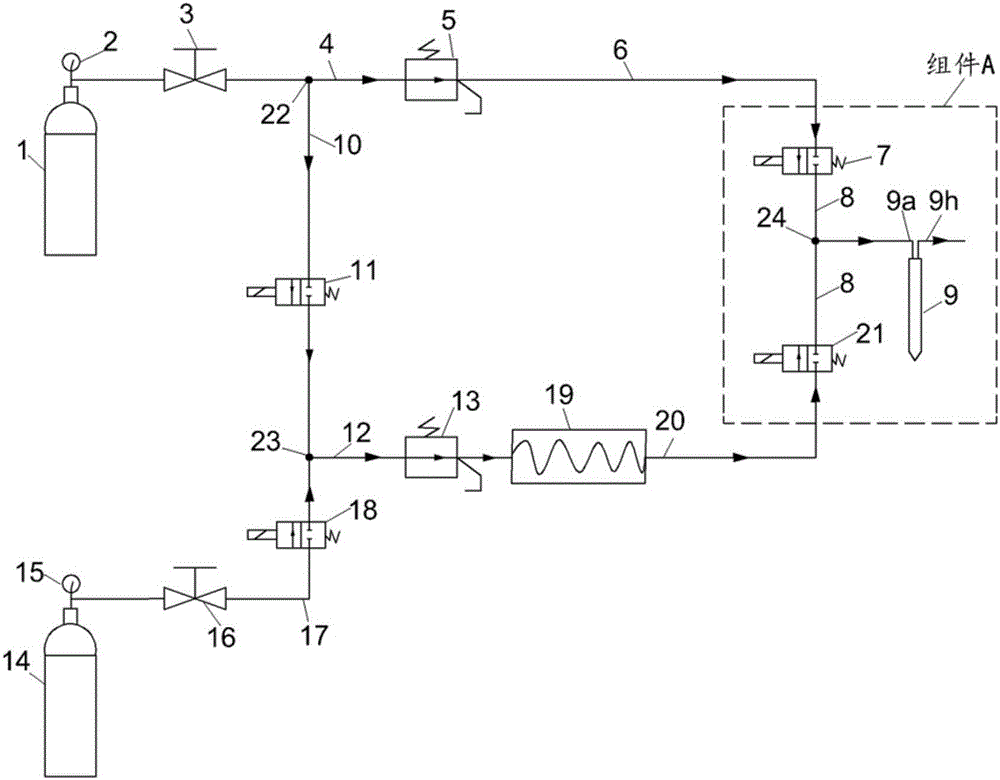 Cryosurgery device capable of achieving freezing and rewarming by adjusting gas pressure