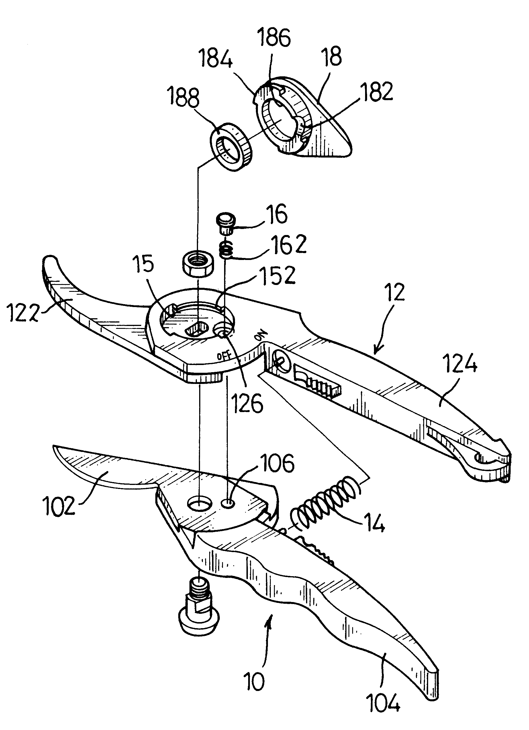 Pruning shears with a lock device