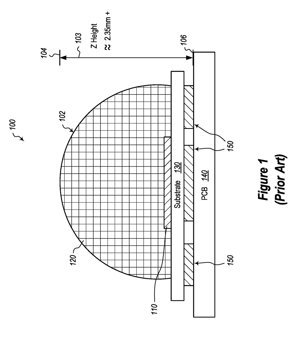 Active illumination source and PCB components having mountings for reduced z-height and improved thermal conductivity