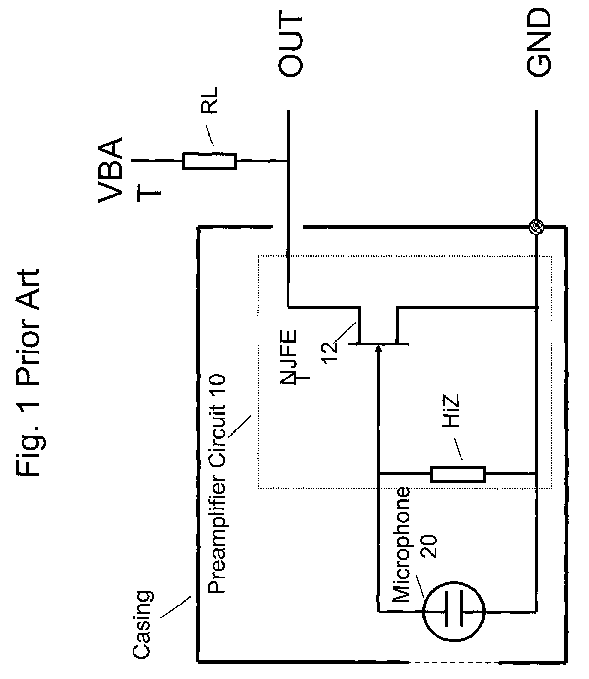 Electret condensor microphone preamplifier that is insensitive to leakage currents at the input