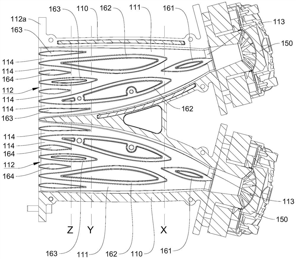 Medium-high frequency composite waveguide horn device and sound box