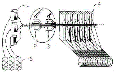 Double-spray-nozzle multi-yarn weaving device