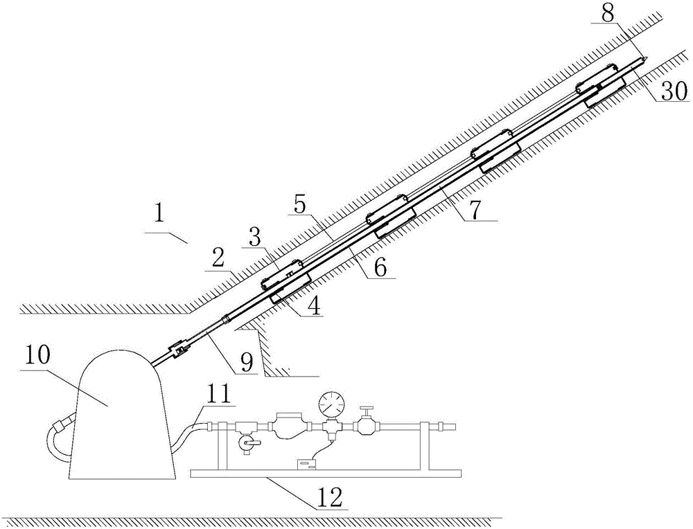 Bottom plate mining failure zone segmental observation method