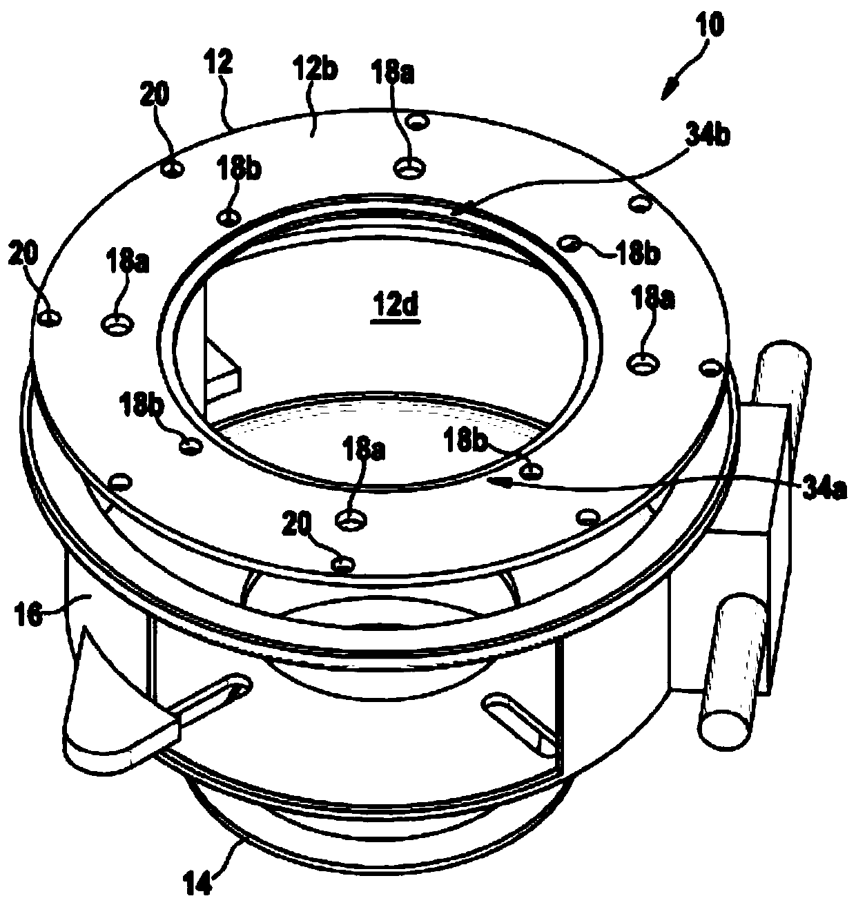 Adapter device, brake housing device, drive device and transport device