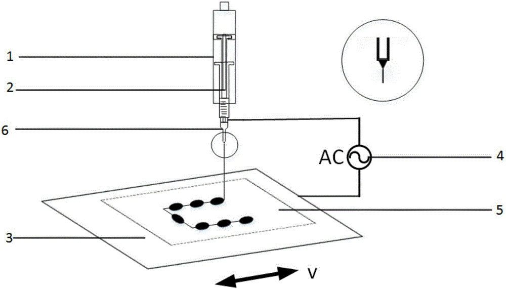 Extensile island-bridge structure preparation method based on electric fluid spray printing technology