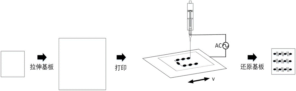 Extensile island-bridge structure preparation method based on electric fluid spray printing technology