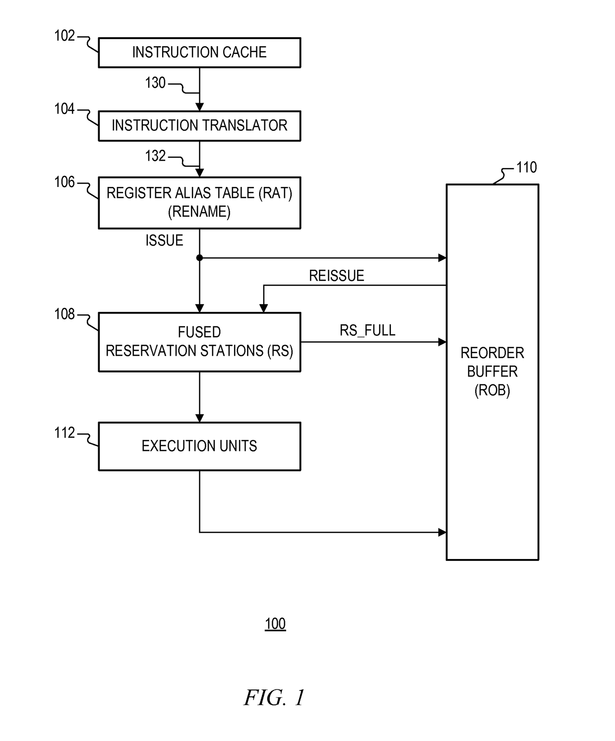 Microprocessor with fused reservation stations structure