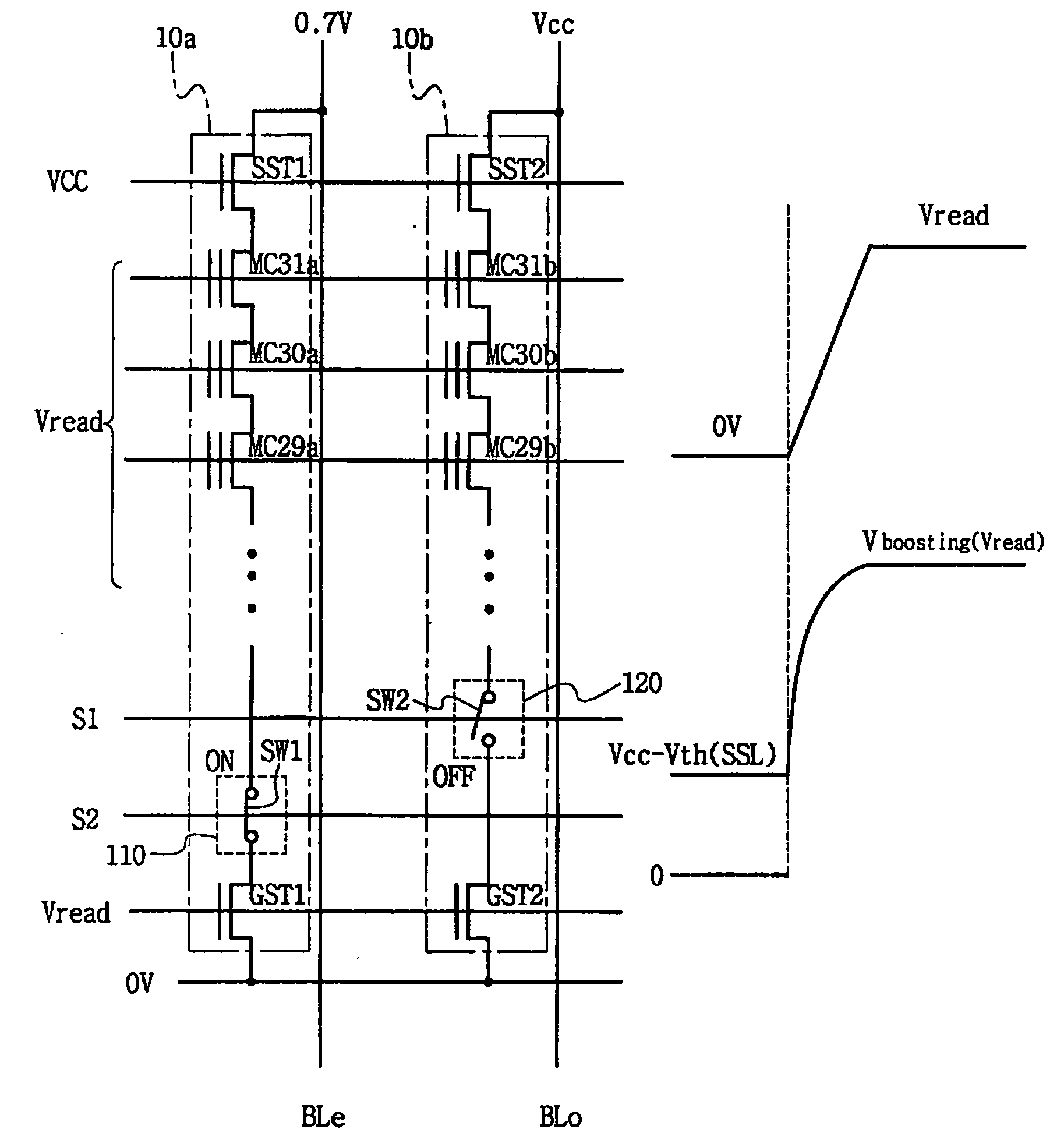 Nonvolatile semiconductor memory device having reduced electrical stress