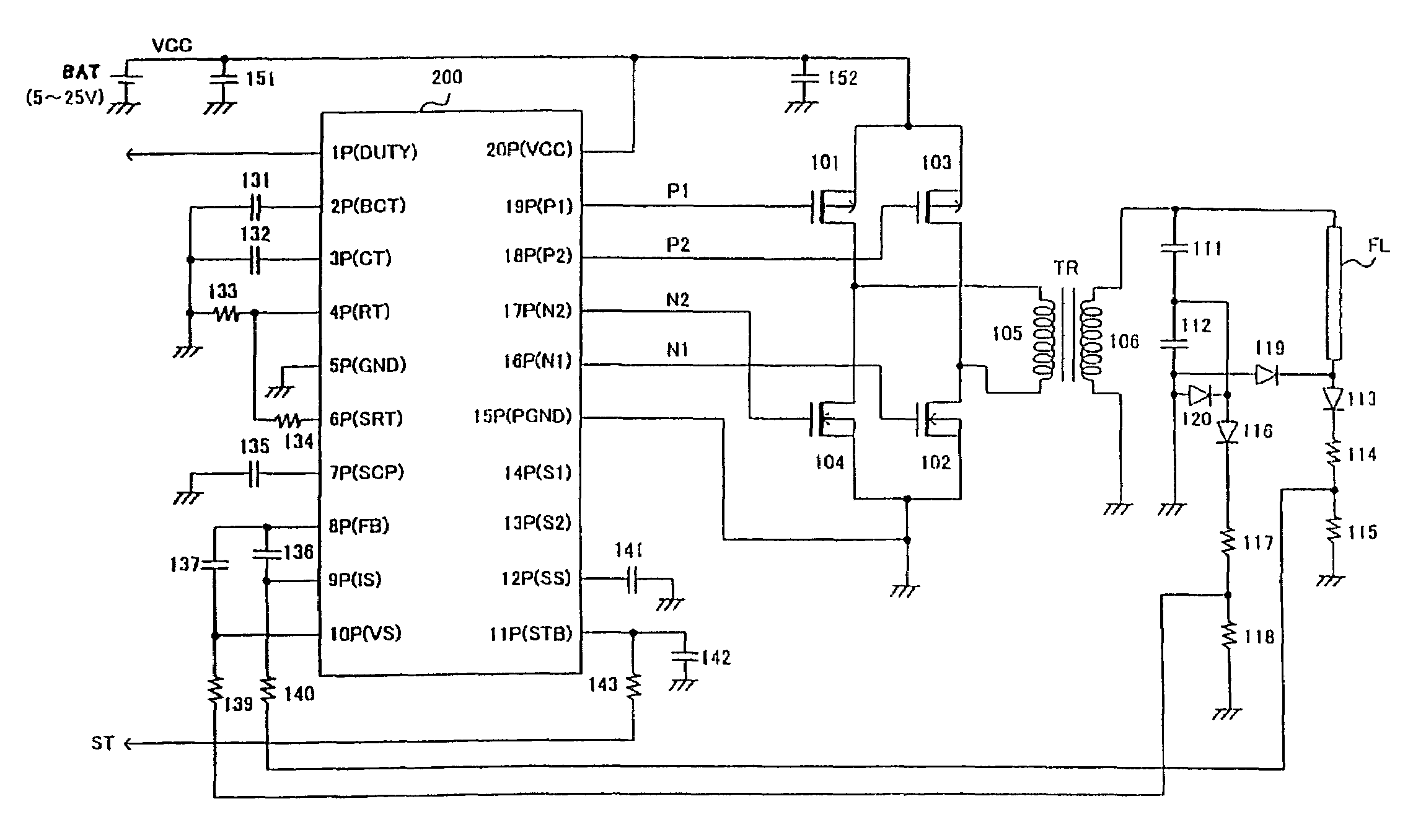 DC-AC converter, controller IC therefor, and electronic apparatus utilizing such DC-AC converter