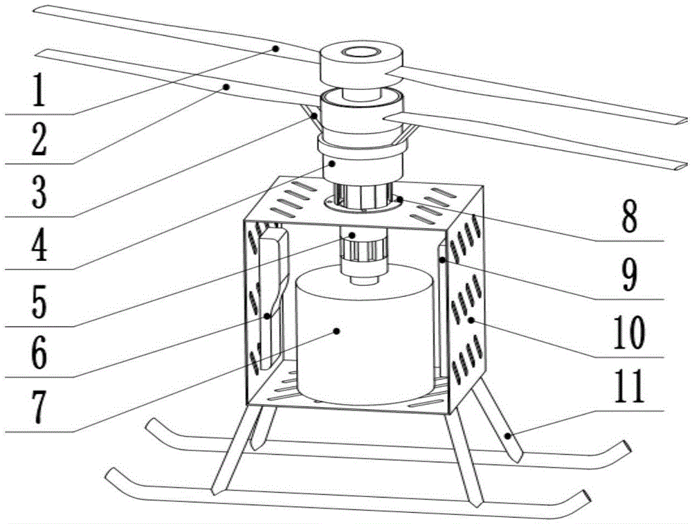 A coaxial unmanned helicopter main transmission structure