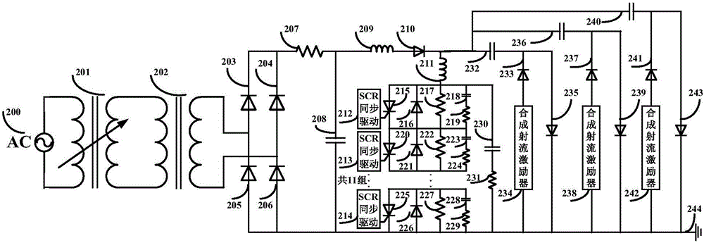 High-voltage pulse power supply for synchronous discharge of multiple spark plasma synthetic jet actuators