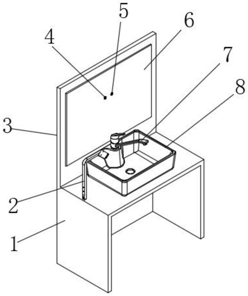 Integrated hand washing device with body temperature monitoring, hand-foot-and-mouth disease monitoring and tracking positioning functions