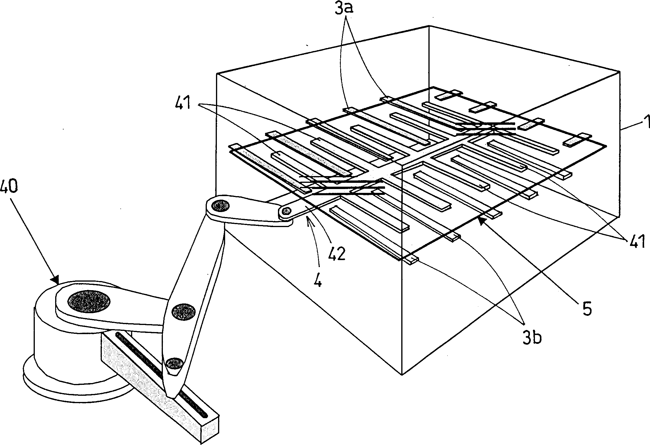 Moving loading device for plate shape substrates and its storing device