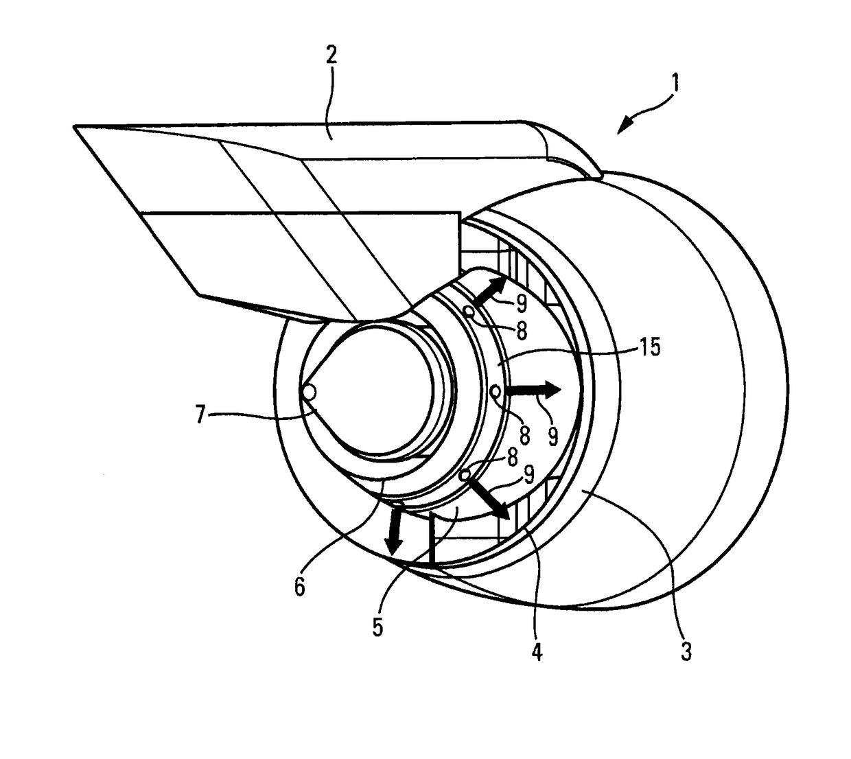 Primary cowl of a turbofan comprising a rotating ring having micro-jets