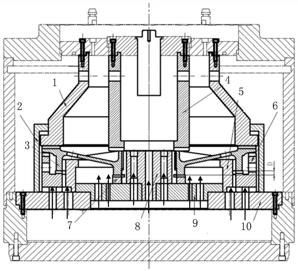 Combined quenching die for deformation control of long web large face gear and heat treatment method