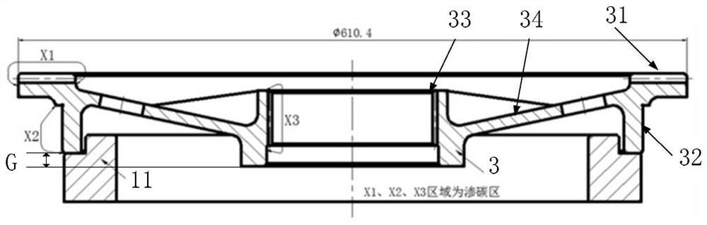 Combined quenching die for deformation control of long web large face gear and heat treatment method