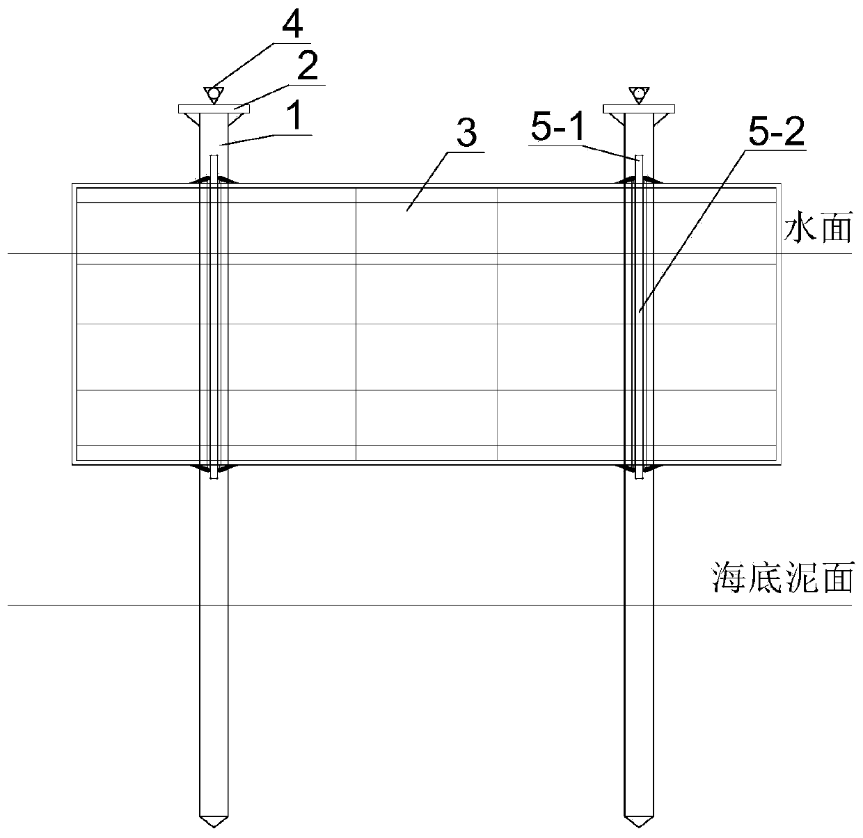 Pile foundation type offshore breeding platform