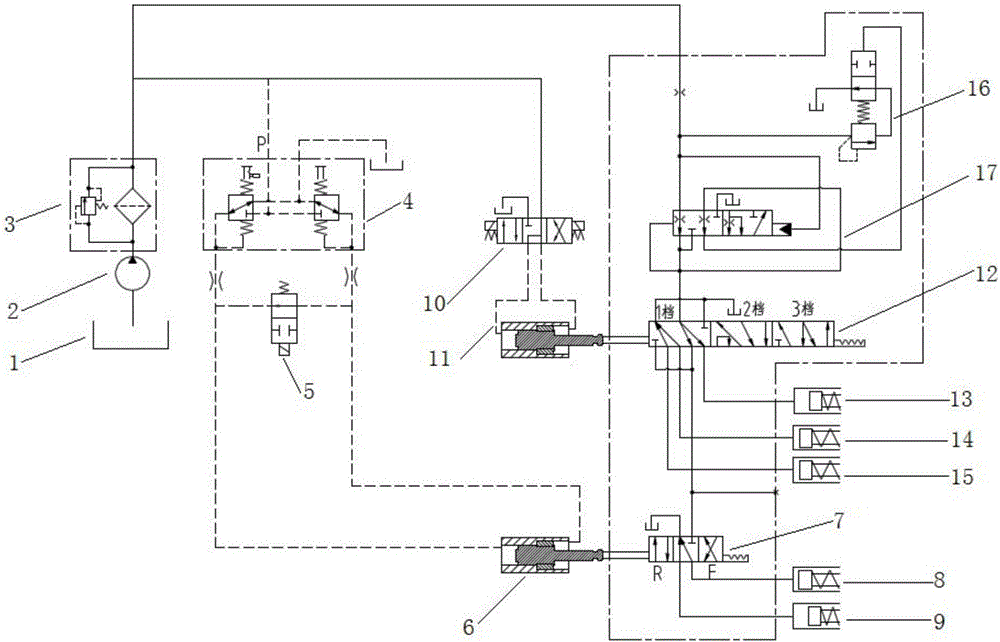 Electric-hydraulic cooperative control type speed changing system for bulldozer