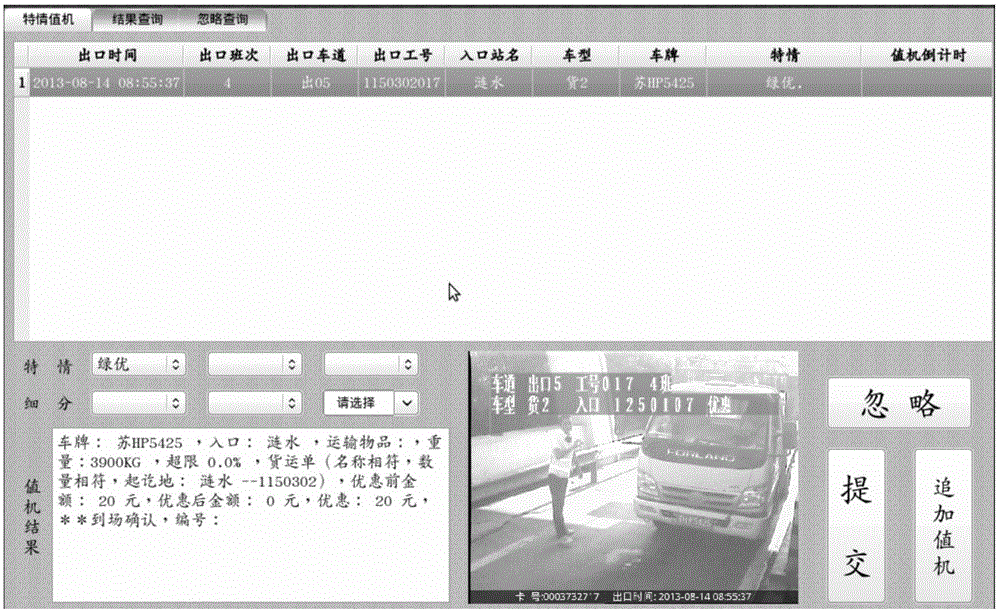 Electronic check-in inspection method special for freeway collecting tolling