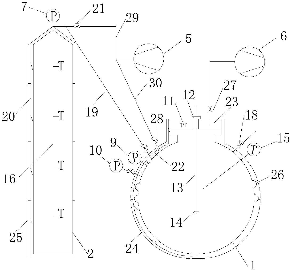 Measuring device for high-pressure explosion limit of flammable liquid and gas distribution method for mole fraction