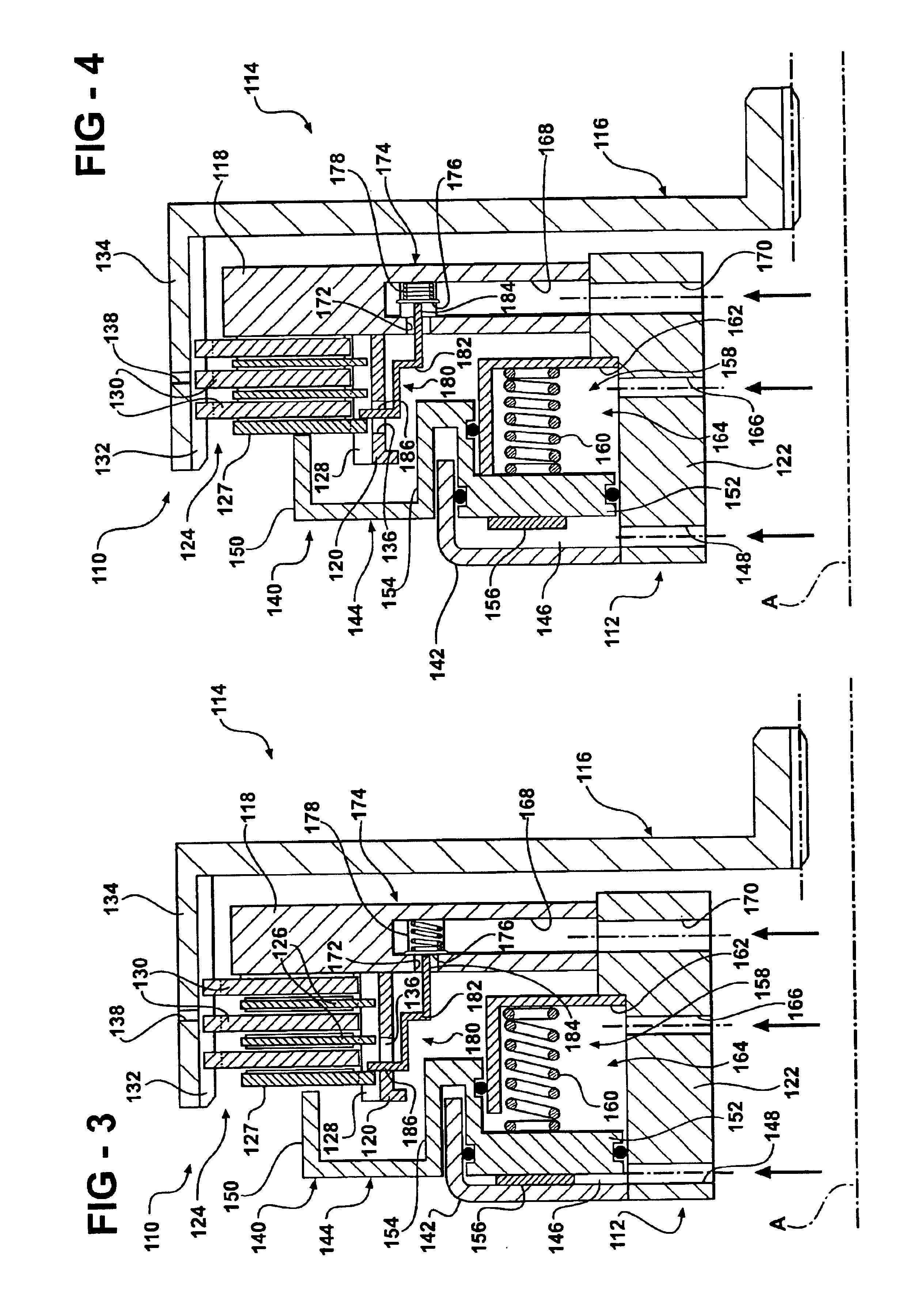 Multi-disk friction device selective lubrication on demand