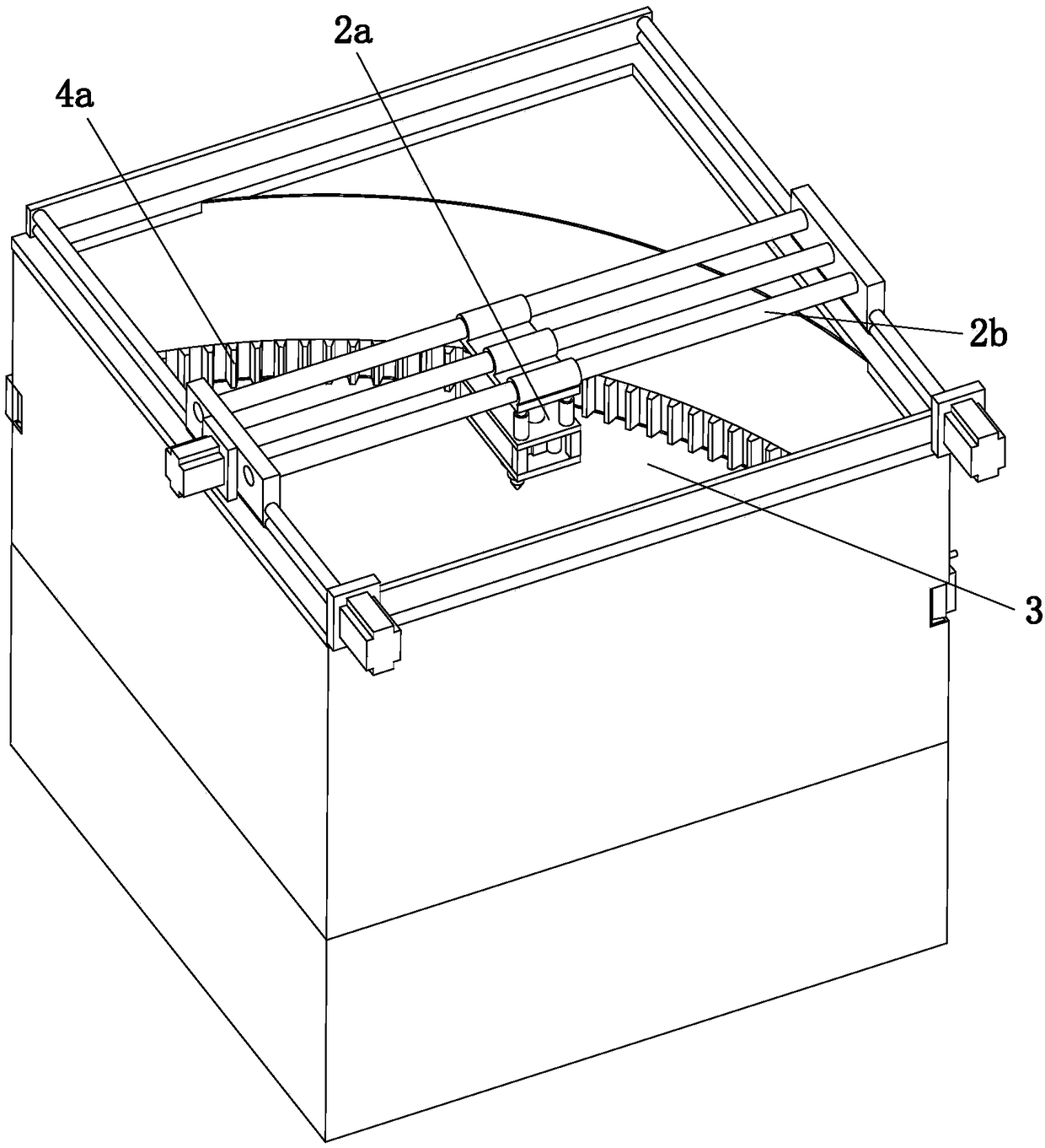 Powder laying mechanism of 3D printer of fan-shaped structure