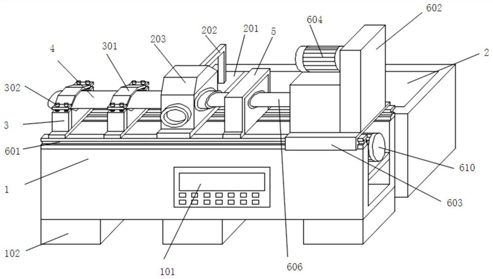 Deep hole trepanning machining forming device for alloy cast iron profile and application method of deep hole trepanning machining forming device