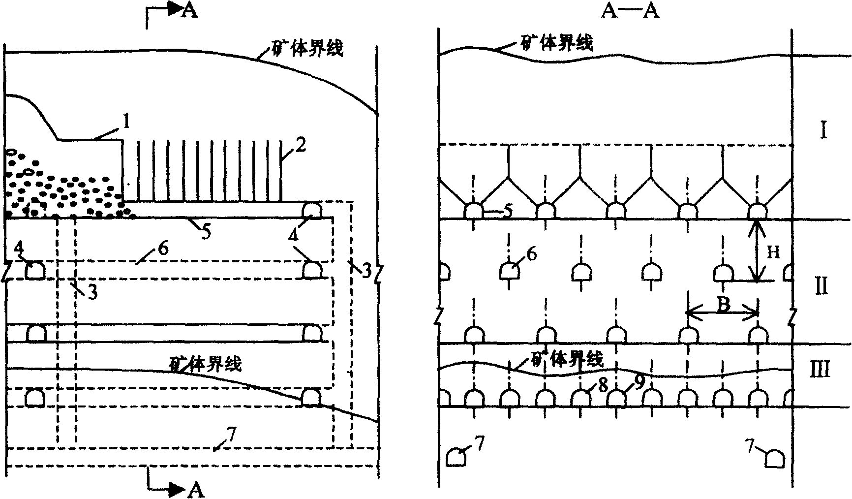 Improved sublevel caving method without bottom column