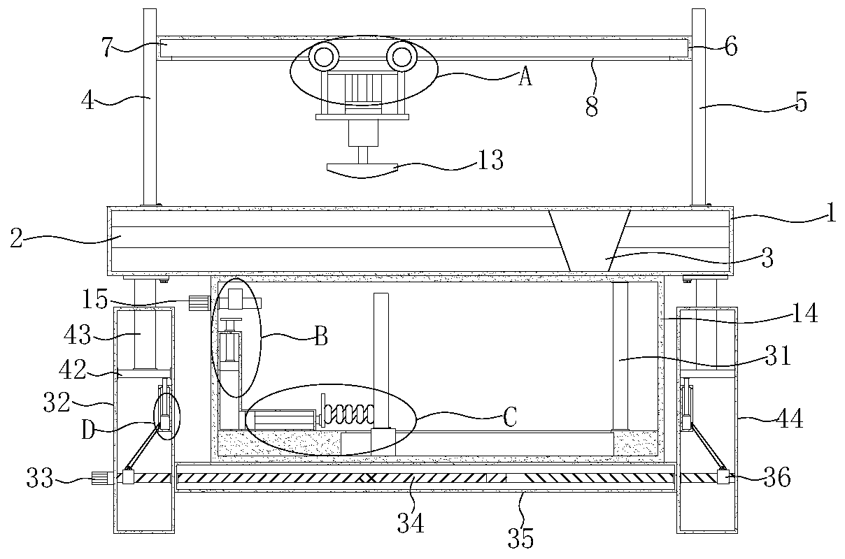 Waste material cutting-processing recycling device for garment production