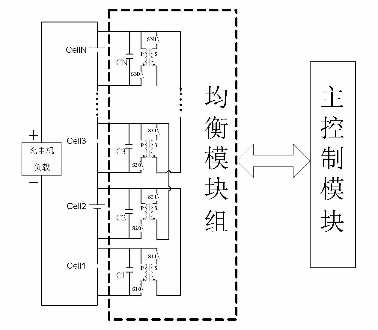 Charge-discharge equalizing circuit of multi-monomer tandem dynamic lithium battery