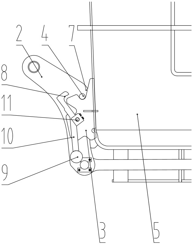 Overturning locking structure for ladle overturning mechanism