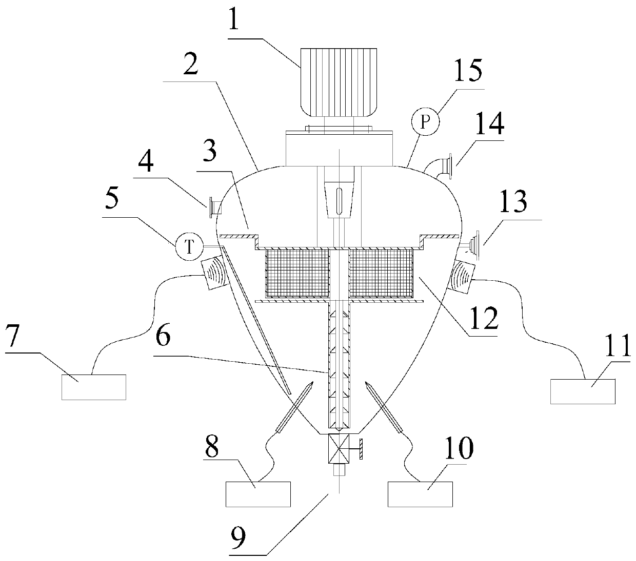 Ultrasonic microwave coupling hypergravity reaction device and system