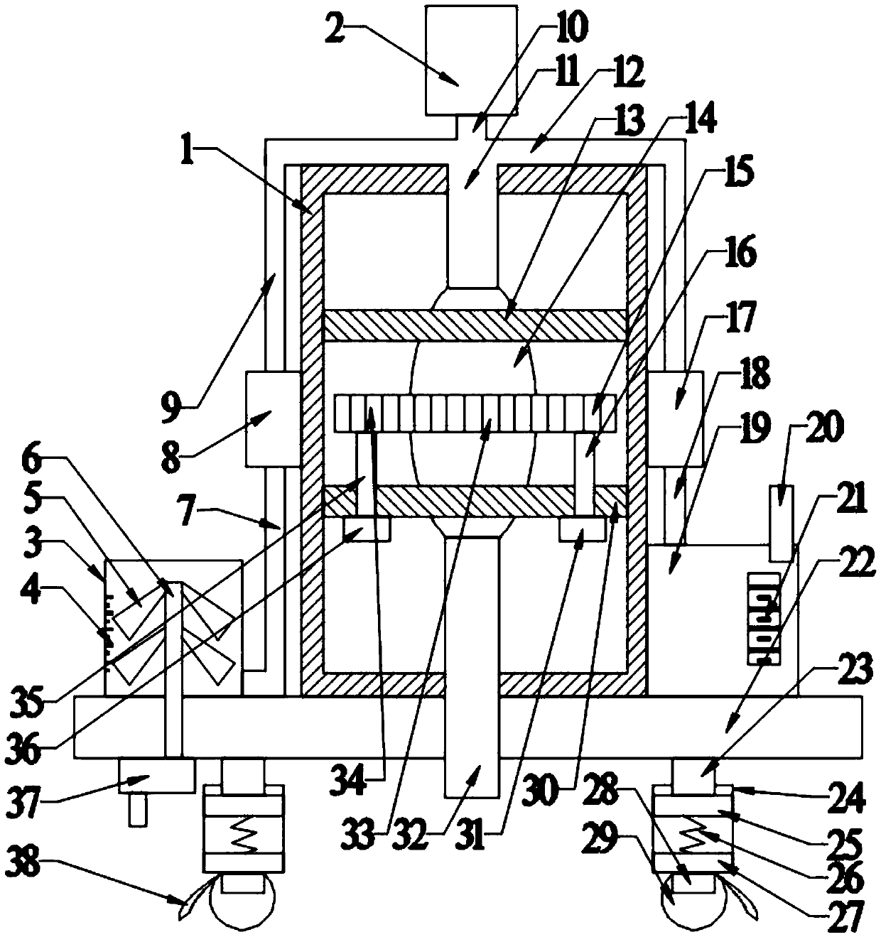 Proportion-adjustable concrete stirring device for building