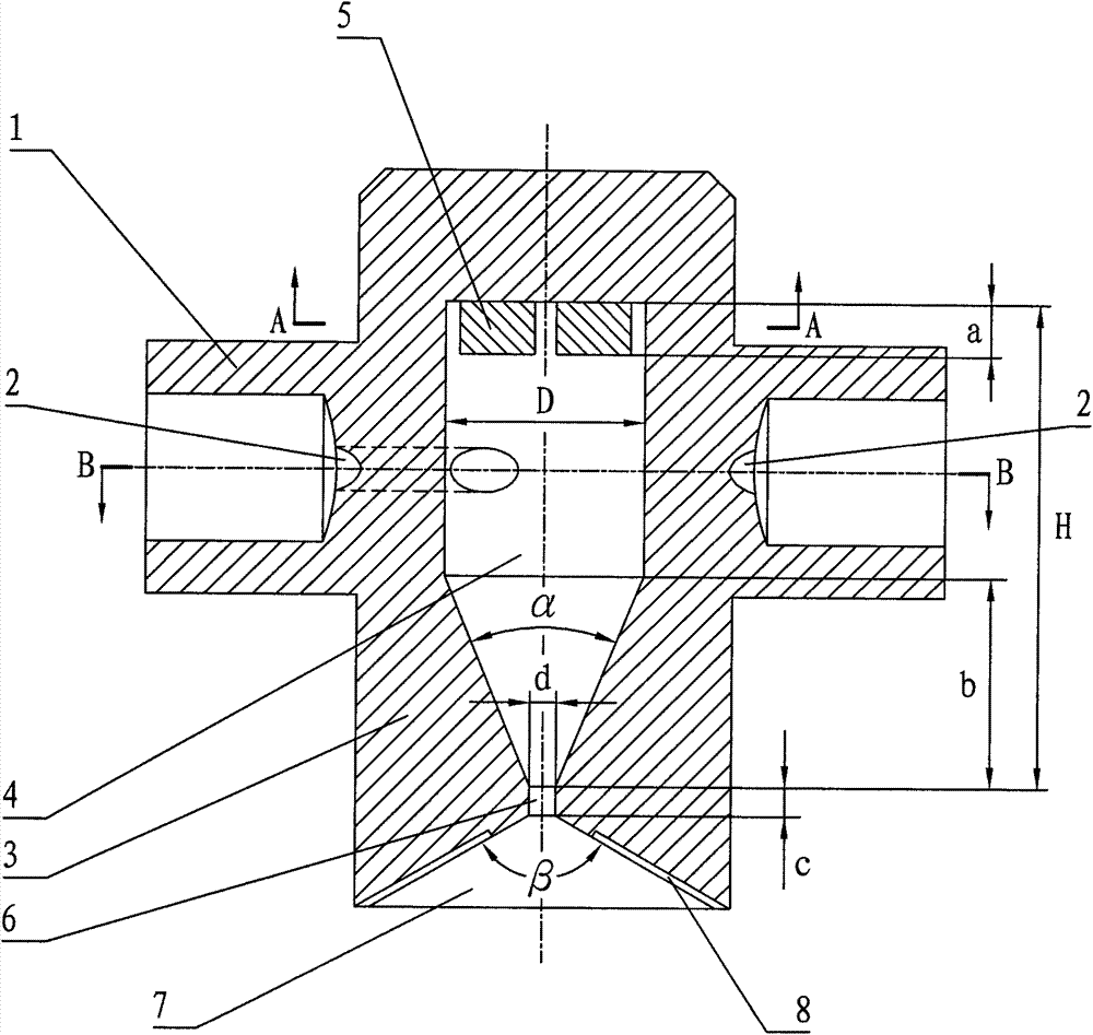 A liquid pressure nozzle