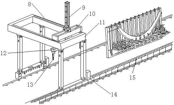 Automatic assembling and welding device and method for bent ribs