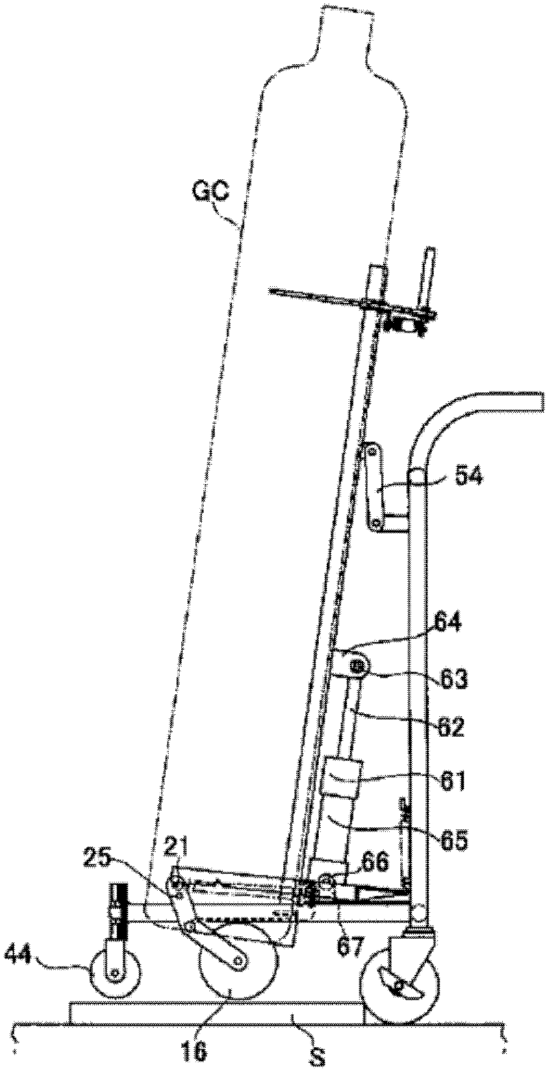 Manual carriage trolley capable of crossing obstacles