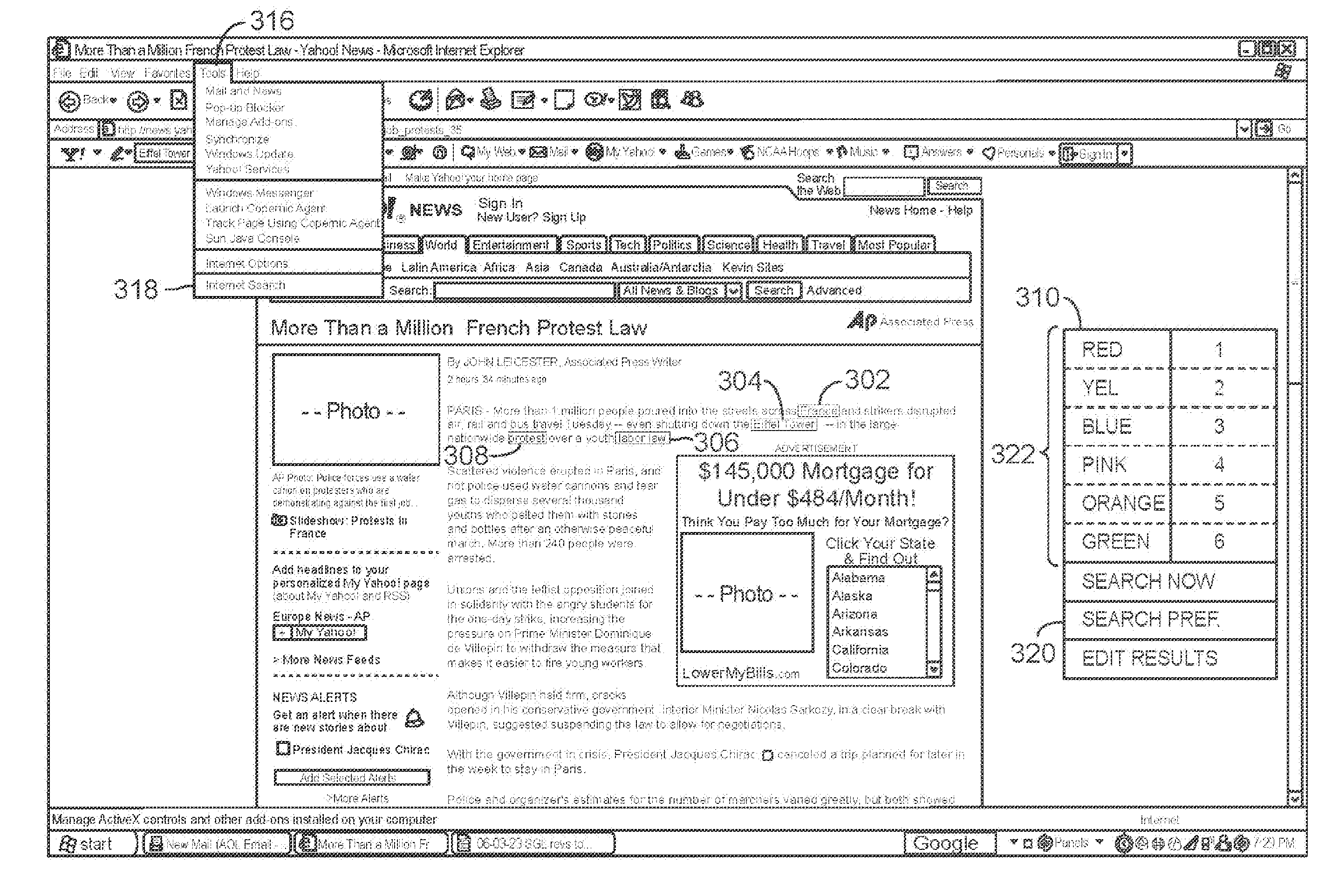 Systems and Methods for Embedded Internet Searching, and Result Display