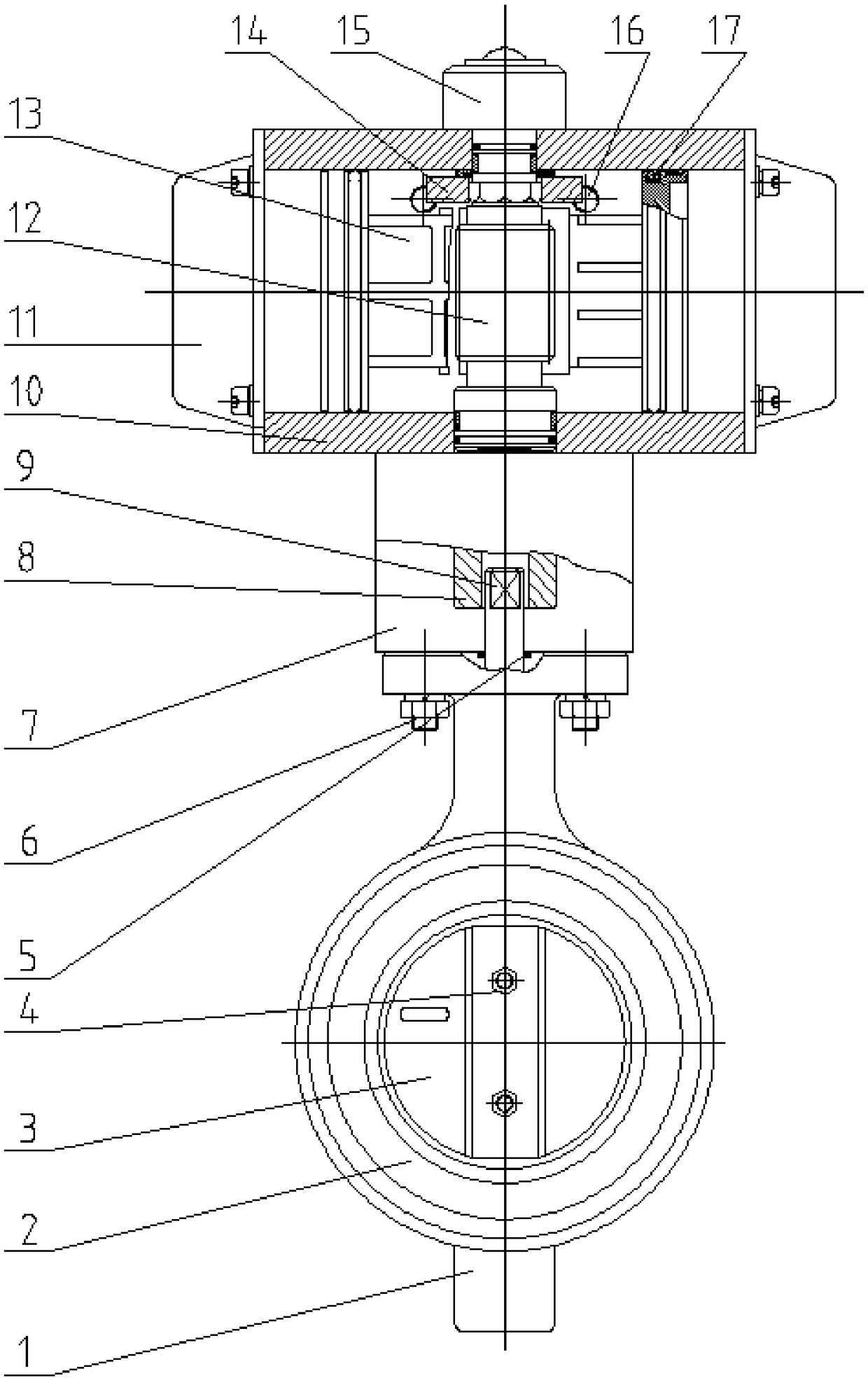 Pneumatic butterfly valve