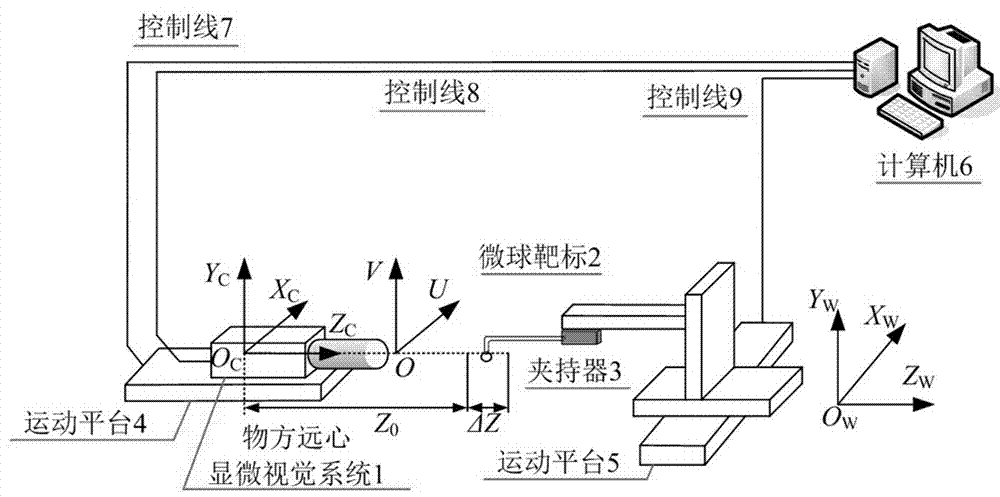 Microsphere-target-based objective image space telecentric microscopic vision system calibration method