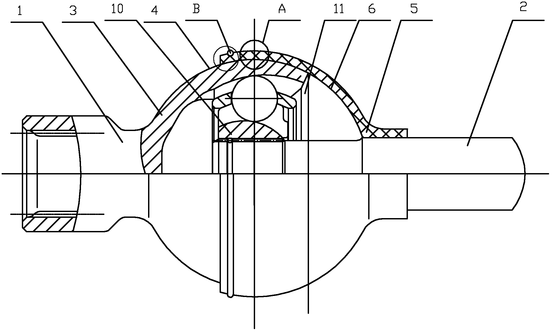 Single sphere drive shaft assembly for constant velocity universal joint