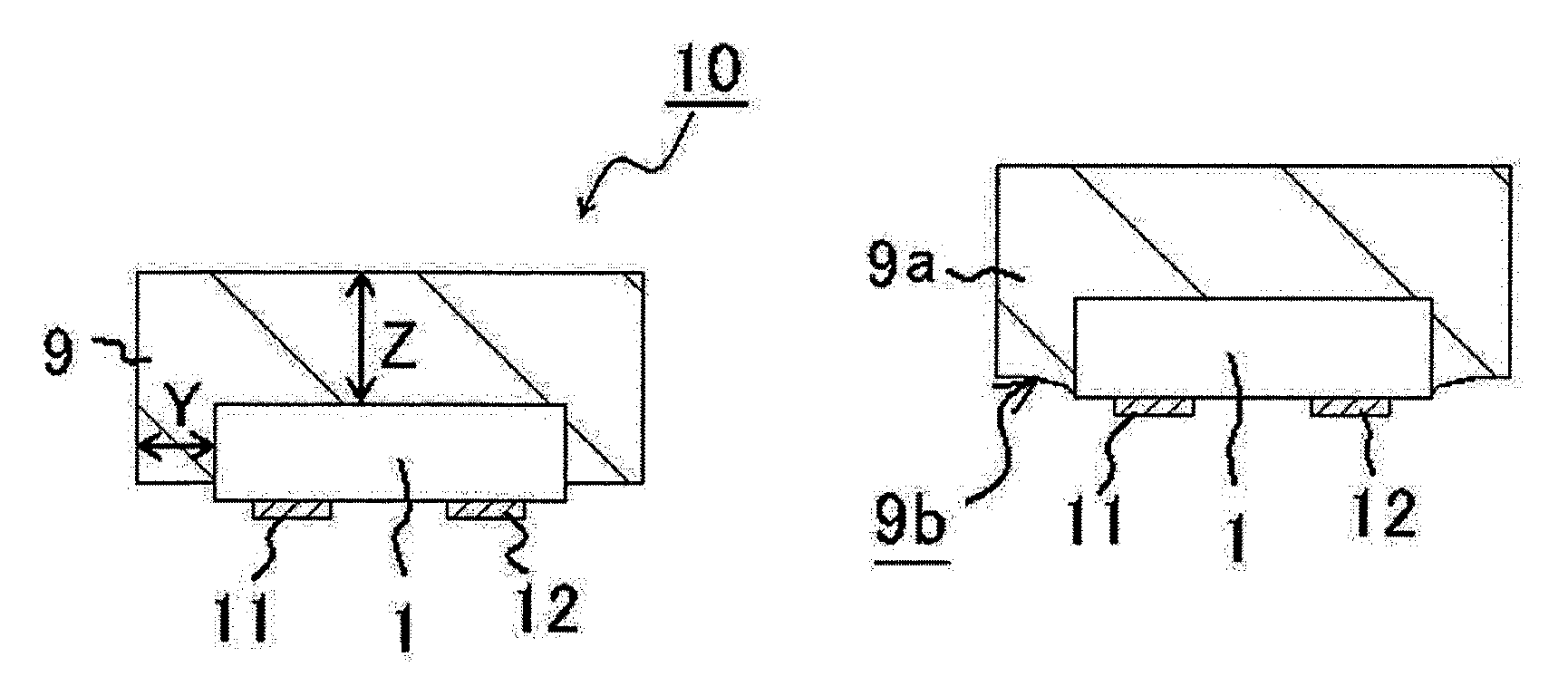 Light emitting device including light emitting element, outer connection electrodes and resin layer