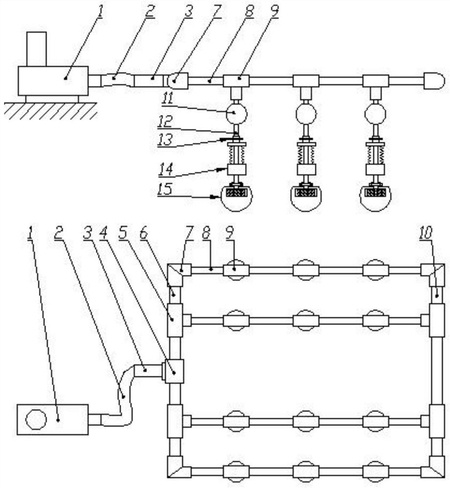 A vibration-reducing small air bubble fish pond oxygen supply device