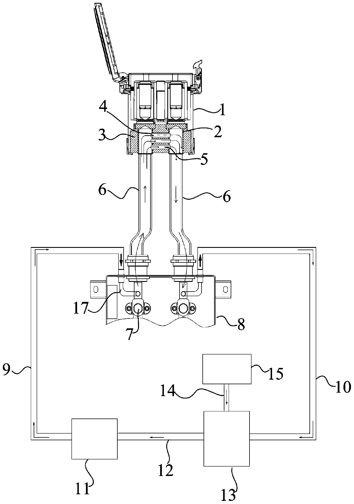 Liquid cooling charging system for new energy automobile and control method