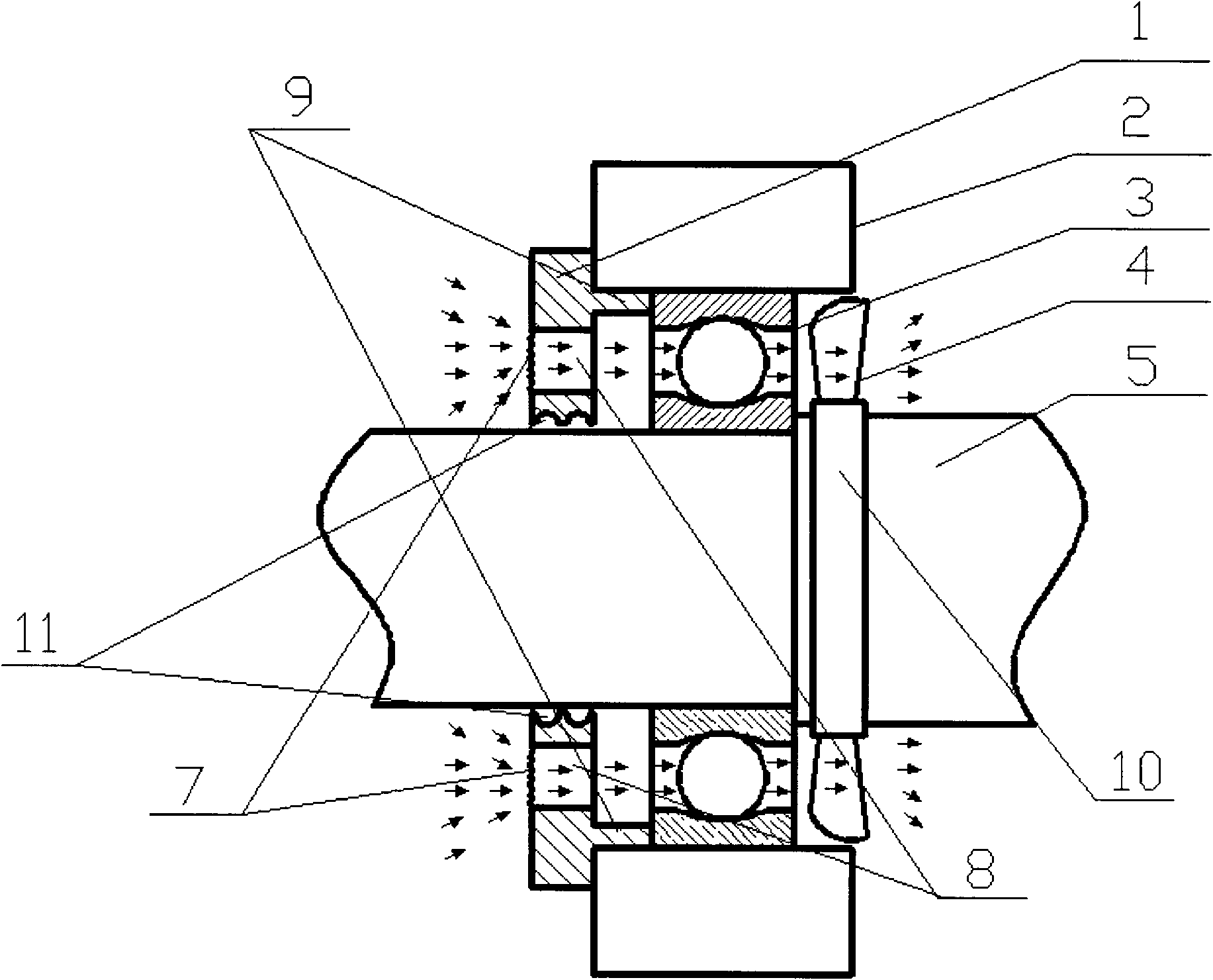 Rolling bearing dust prevention and temperature reduction device