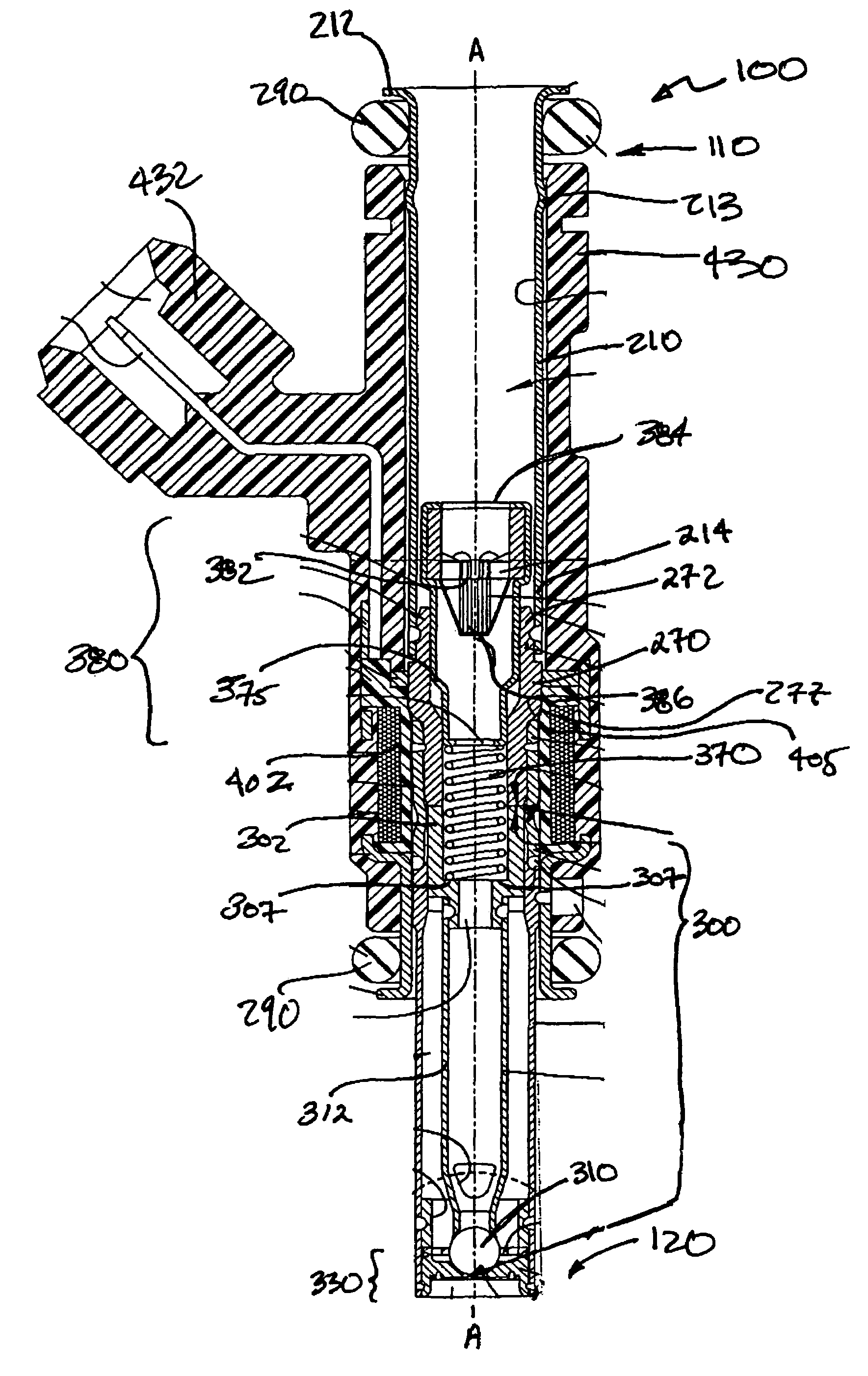 Deep pocket seat assembly in modular fuel injector with fuel filter mounted to spring bias adjusting tube and methods