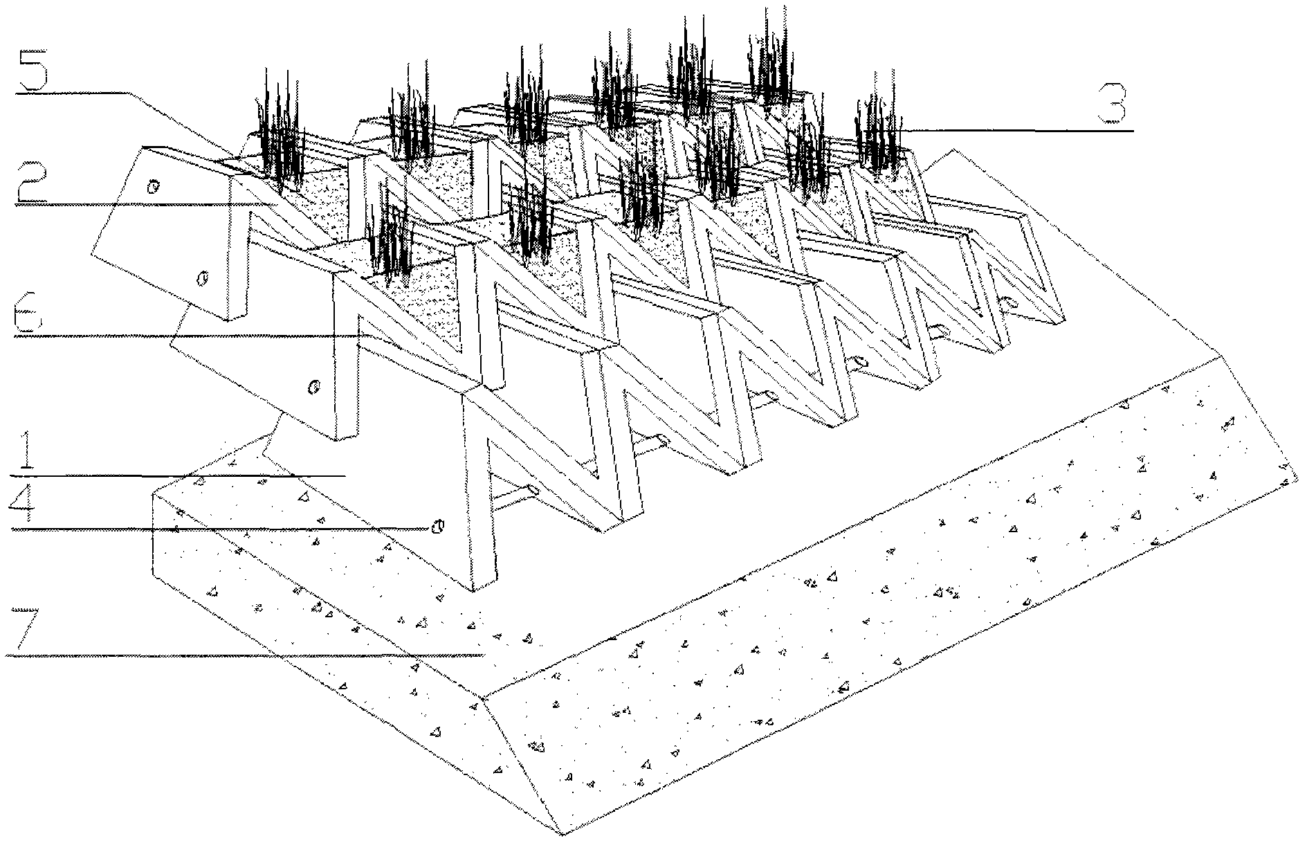 Novel ecological landscape type bank revetment system